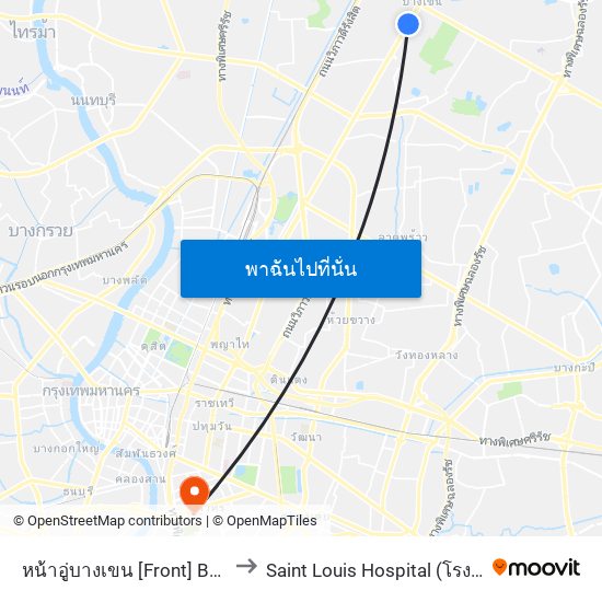 หน้าอู่บางเขน [Front] Bangkhen Bus Depot to Saint Louis Hospital (โรงพยาบาลเซนต์หลุยส์) map