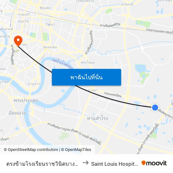 ตรงข้ามโรงเรียนราชวินิตบางแก้ว Opposite Ratwinit Bangkaeo School to Saint Louis Hospital (โรงพยาบาลเซนต์หลุยส์) map