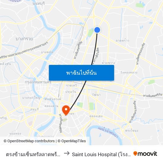 ตรงข้ามเซ็นทรัลลาดพร้าว  Central Ladprao to Saint Louis Hospital (โรงพยาบาลเซนต์หลุยส์) map