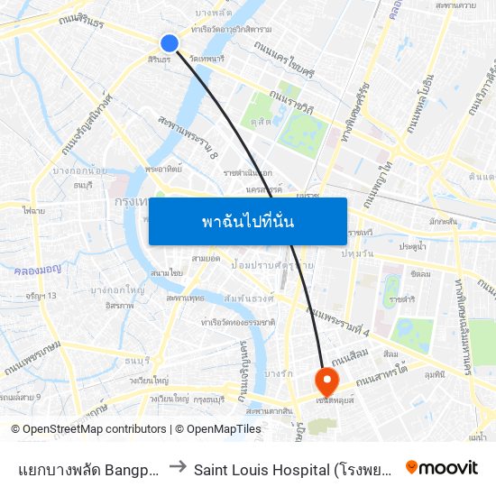 แยกบางพลัด Bangplad Junction to Saint Louis Hospital (โรงพยาบาลเซนต์หลุยส์) map