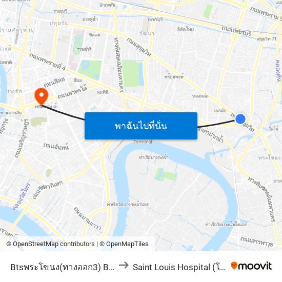 Btsพระโขนง(ทางออก3) Bts Phra Khanong (Exit 3) to Saint Louis Hospital (โรงพยาบาลเซนต์หลุยส์) map