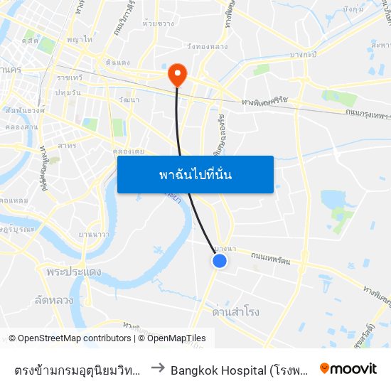 ตรงข้ามกรมอุตุนิยมวิทยา,Bts บางนา to Bangkok Hospital (โรงพยาบาลกรุงเทพ) map