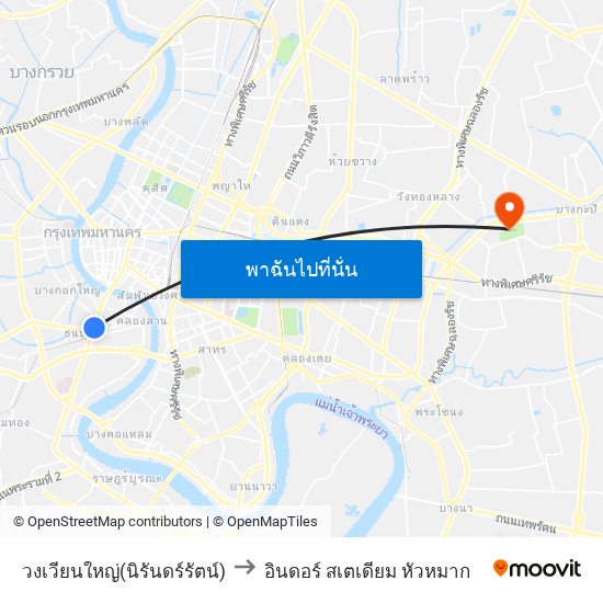 วงเวียนใหญ่(นิรันดร์รัตน์) to อินดอร์ สเตเดียม หัวหมาก map