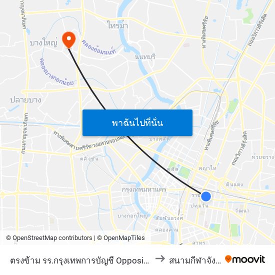 ตรงข้าม รร.กรุงเทพการบัญชี Opposite Bangkok Business College to สนามกีฬาจังหวัดนนทบุรี map