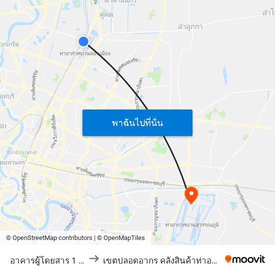 อาคารผู้โดยสาร 1 ชั้น 1 ประตู 6 to เขตปลอดอากร คลังสินค้าท่าอากาศยานสุวรรณภูมิ map