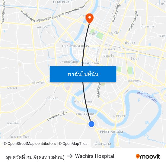 สุขสวัสดิ์ กม.9(ลงทางด่วน) to Wachira Hospital map