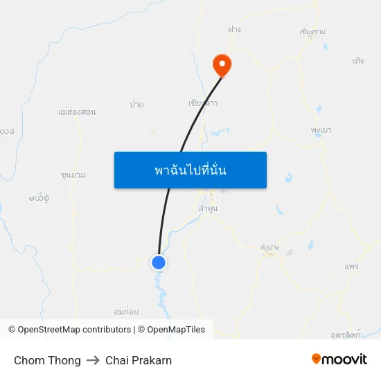 Chom Thong to Chai Prakarn map