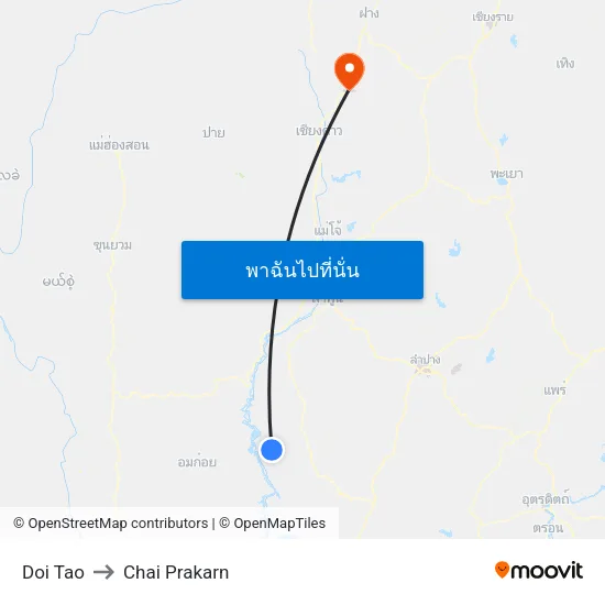Doi Tao to Chai Prakarn map