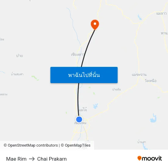 Mae Rim to Chai Prakarn map
