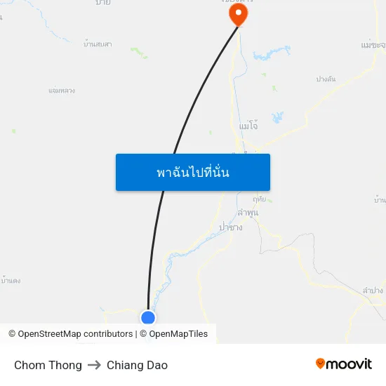 Chom Thong to Chiang Dao map