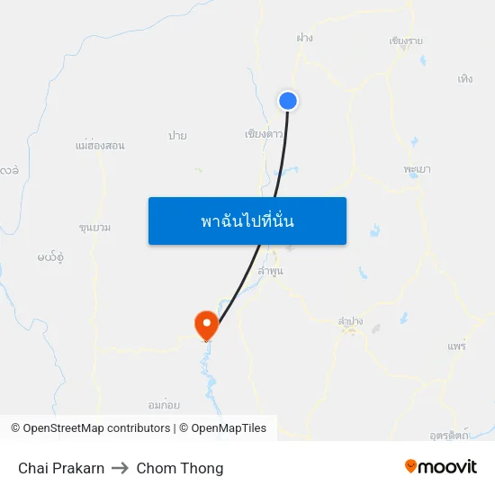 Chai Prakarn to Chom Thong map