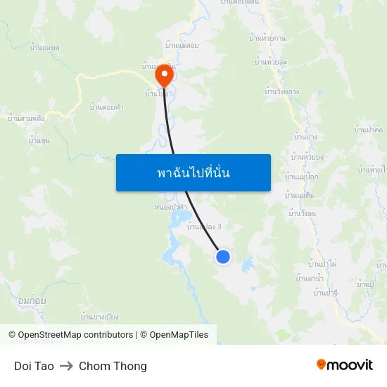 Doi Tao to Chom Thong map