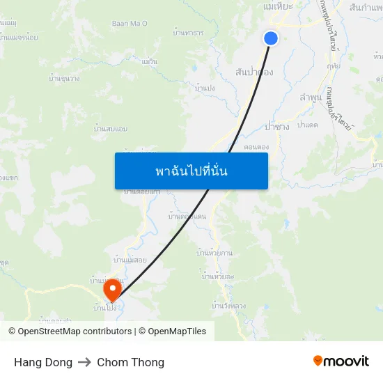Hang Dong to Chom Thong map
