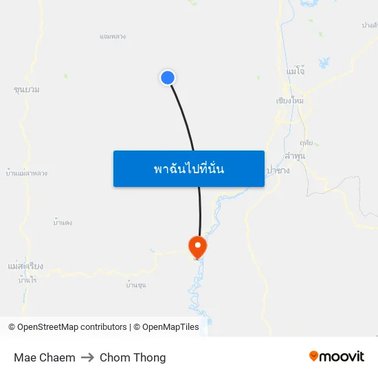 Mae Chaem to Chom Thong map