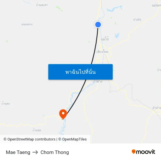 Mae Taeng to Chom Thong map