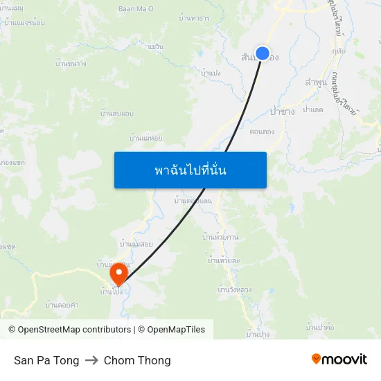 San Pa Tong to Chom Thong map