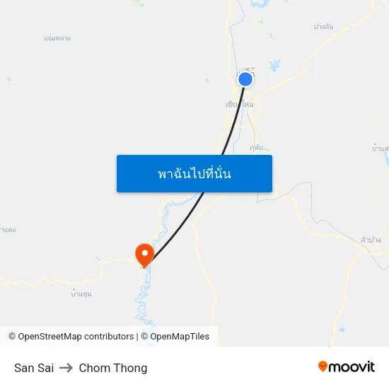 San Sai to Chom Thong map