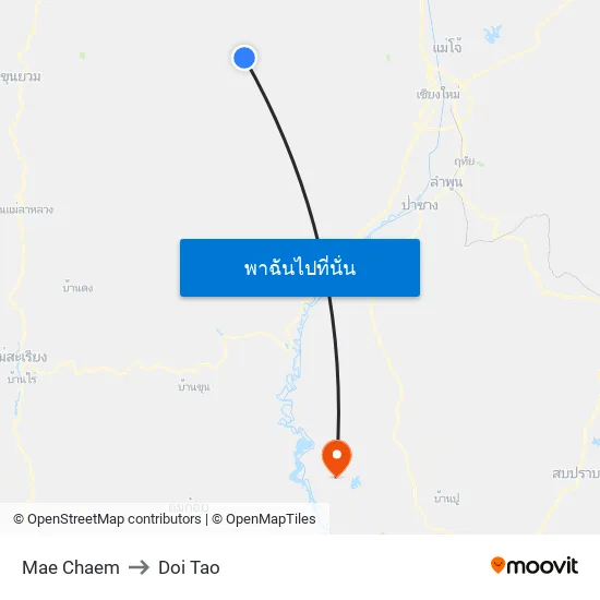 Mae Chaem to Doi Tao map