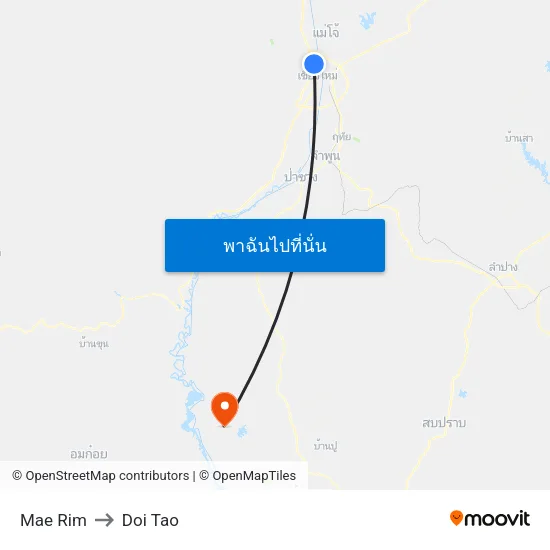Mae Rim to Doi Tao map