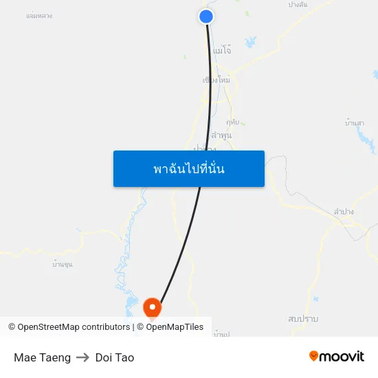 Mae Taeng to Doi Tao map