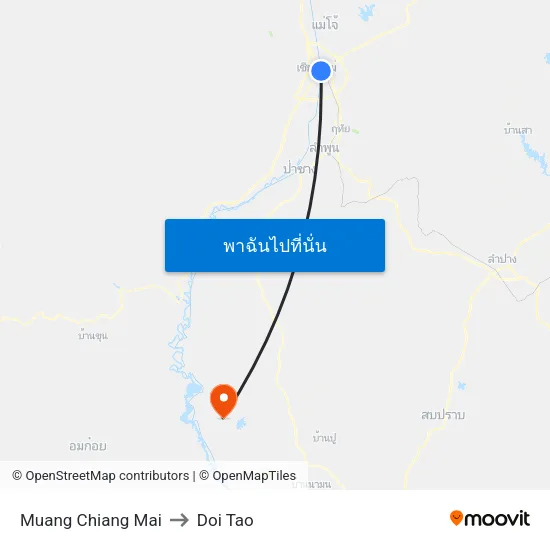 Muang Chiang Mai to Doi Tao map