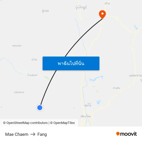 Mae Chaem to Fang map