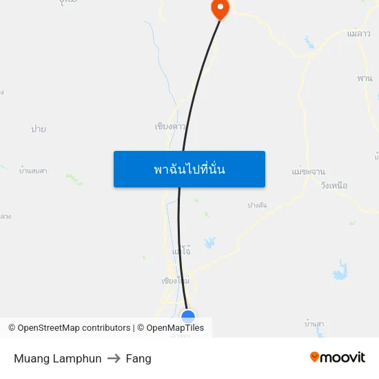 Muang Lamphun to Fang map