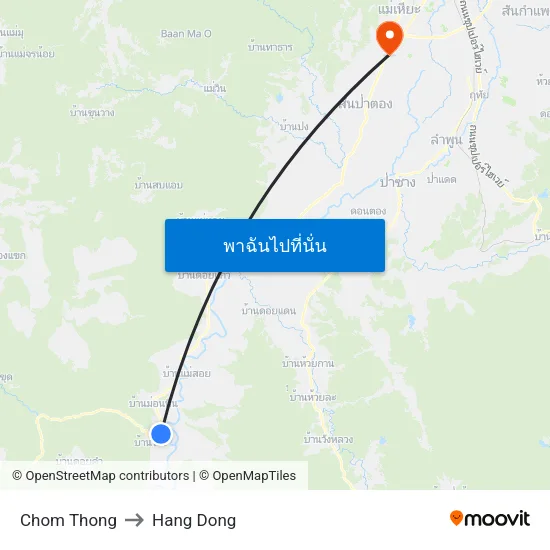 Chom Thong to Hang Dong map