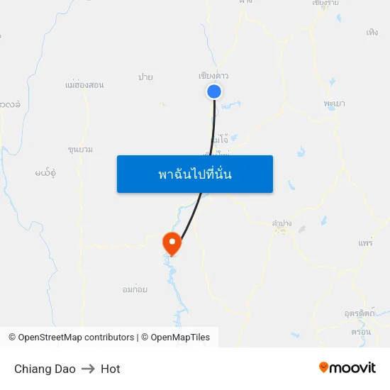 Chiang Dao to Hot map