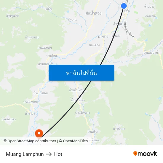 Muang Lamphun to Hot map