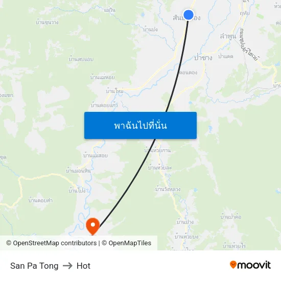 San Pa Tong to Hot map