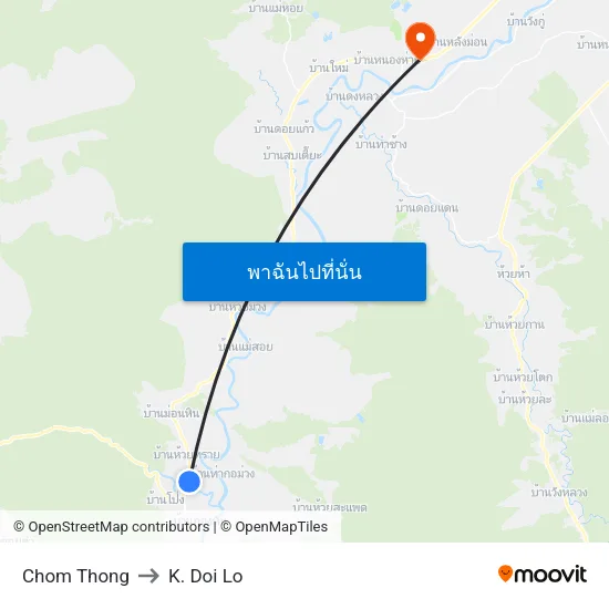 Chom Thong to K. Doi Lo map