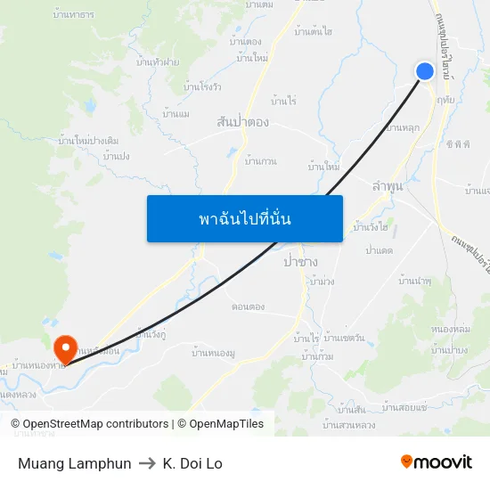 Muang Lamphun to K. Doi Lo map