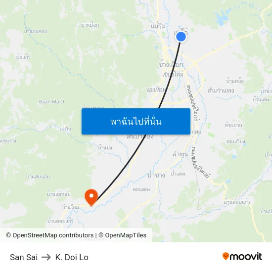 San Sai to K. Doi Lo map