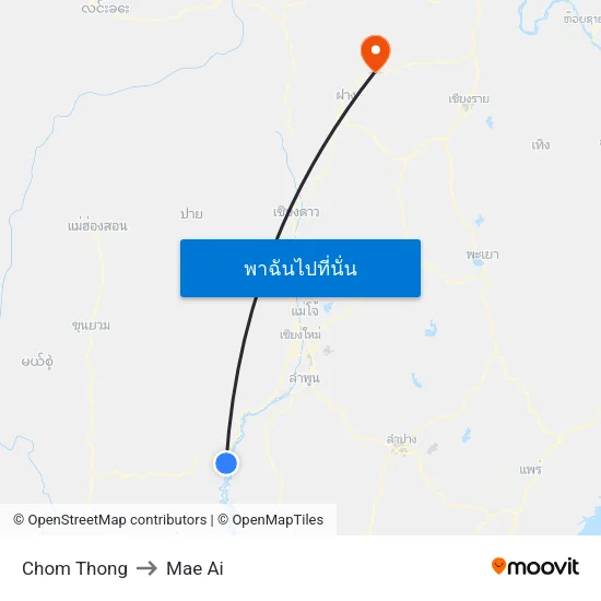 Chom Thong to Mae Ai map