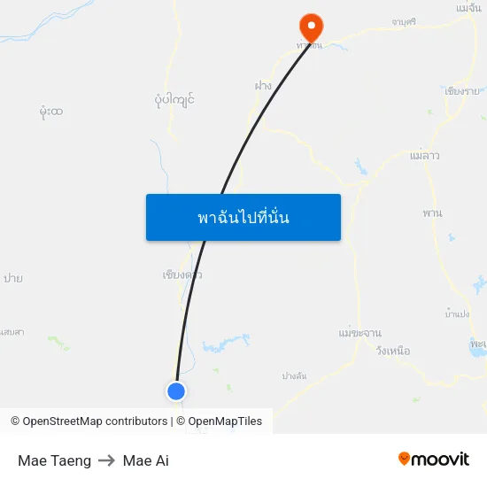 Mae Taeng to Mae Ai map