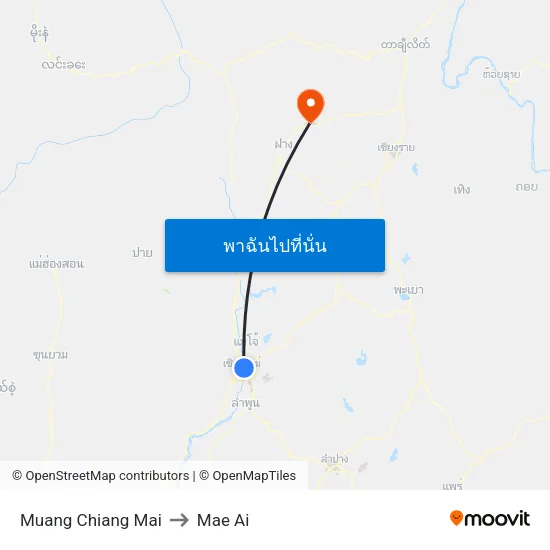 Muang Chiang Mai to Mae Ai map