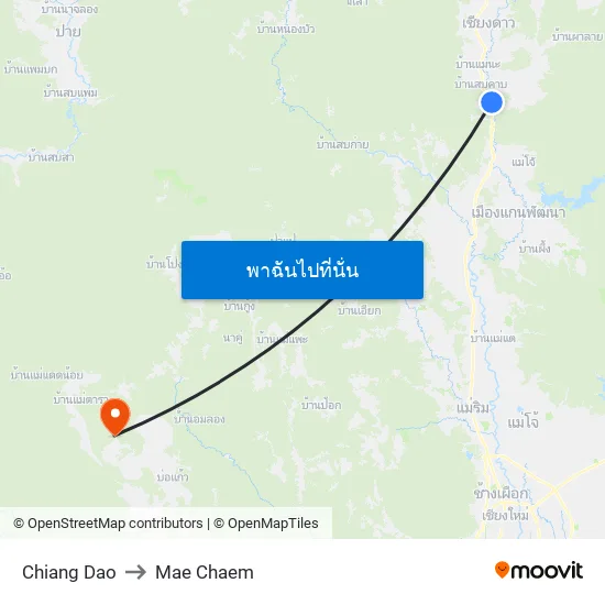 Chiang Dao to Mae Chaem map