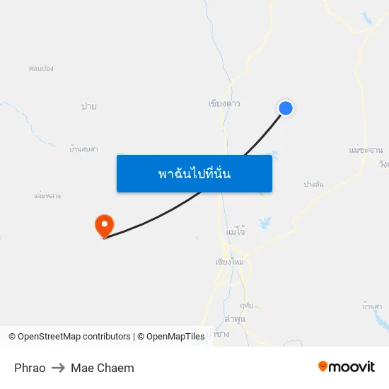 Phrao to Mae Chaem map
