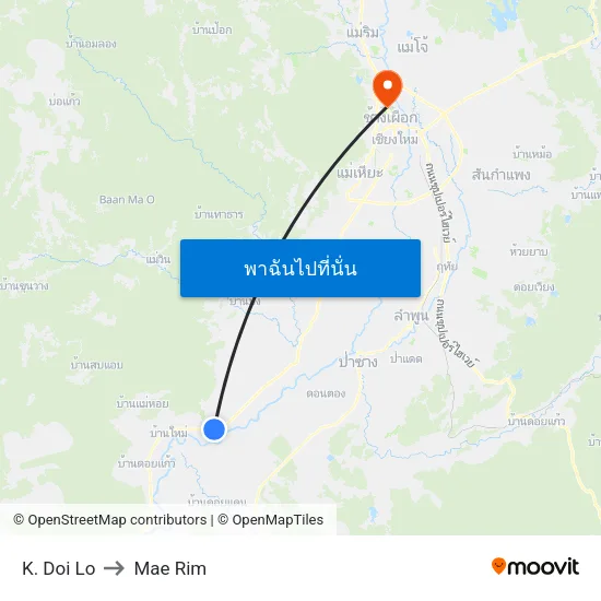 K. Doi Lo to Mae Rim map