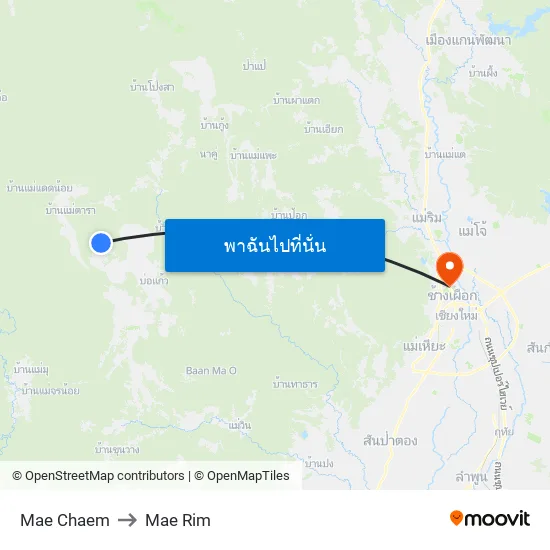 Mae Chaem to Mae Rim map