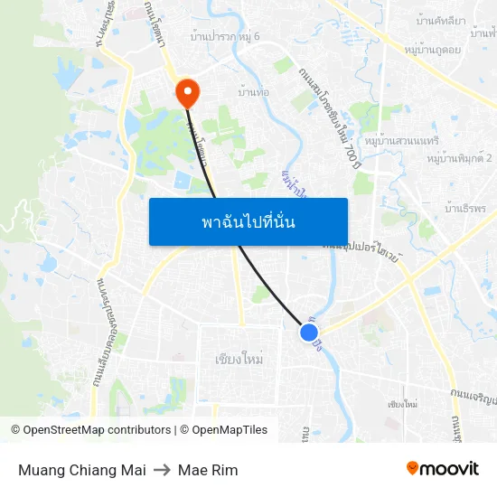 Muang Chiang Mai to Mae Rim map