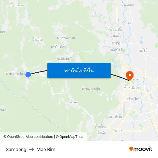 Samoeng to Mae Rim map