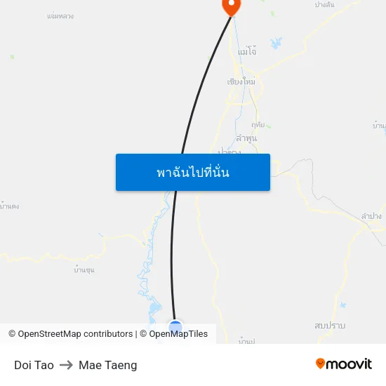 Doi Tao to Mae Taeng map