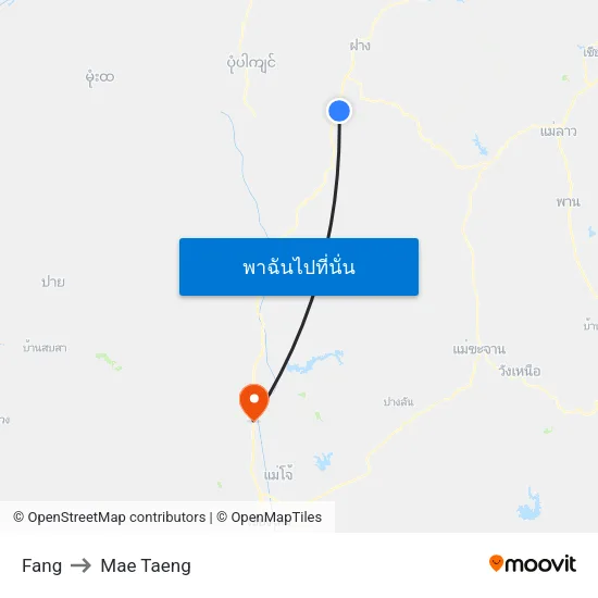 Fang to Mae Taeng map