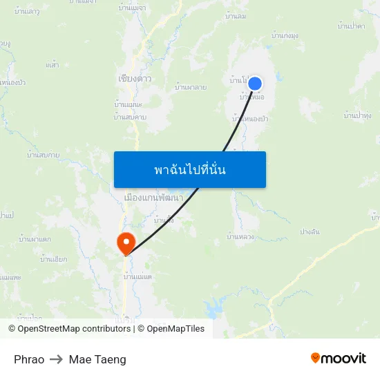 Phrao to Mae Taeng map