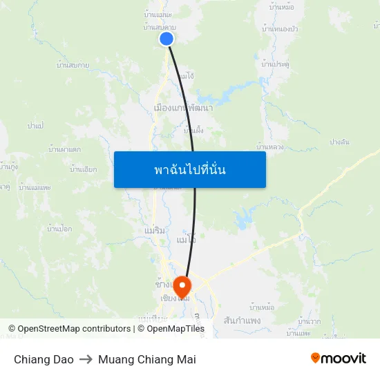 Chiang Dao to Muang Chiang Mai map
