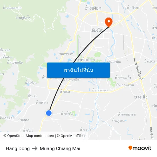 Hang Dong to Muang Chiang Mai map