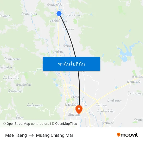 Mae Taeng to Muang Chiang Mai map