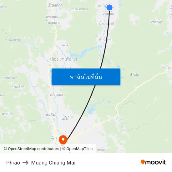Phrao to Muang Chiang Mai map